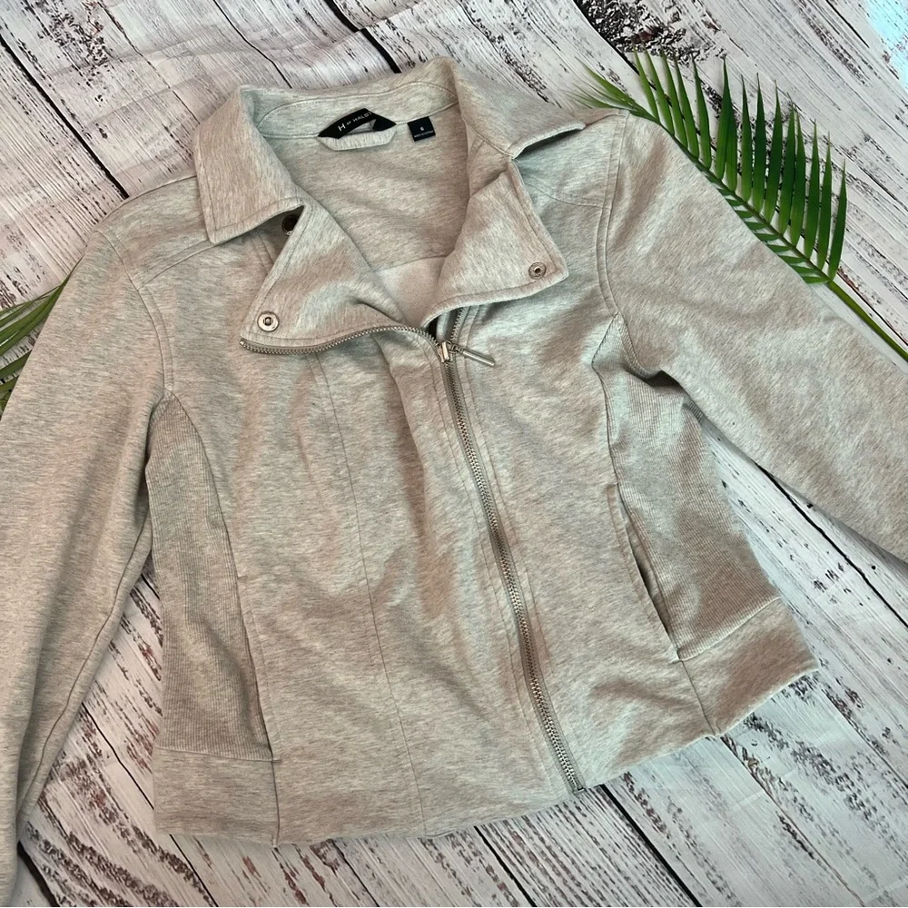 H by Halston Gray Knit Moto Jacket